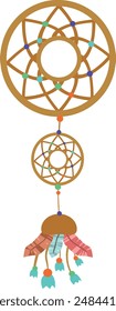 Dream catcher vector illustration. Mascot native american. Boho feathers decoration