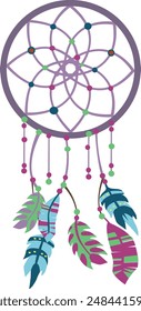 Dream catcher vector illustration. Mascot native american. Boho feathers decoration