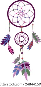 Dream catcher vector illustration. Mascot native american. Boho feathers decoration