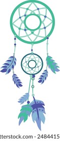 Dream catcher vector illustration. Mascot native american. Boho feathers decoration