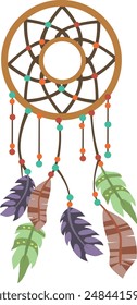 Dream catcher vector illustration. Mascot native american. Boho feathers decoration