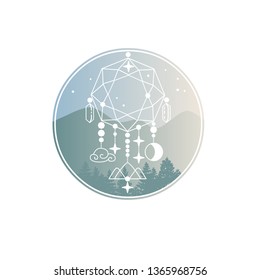 Dream catcher. Vector illustration on white background