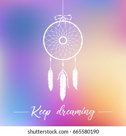 Dream catcher vector illustration on colorful background