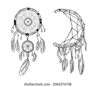 dream Catcher. Vector outline illustration