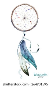 Dream Catcher, Watercolor,  Feathers,