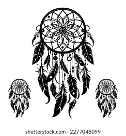 dream catcher waver line art hand drawn illustration