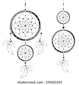 Dream catchers isolated on white background. Vector Illustration 