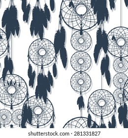 Dream catchers net, seamless pattern