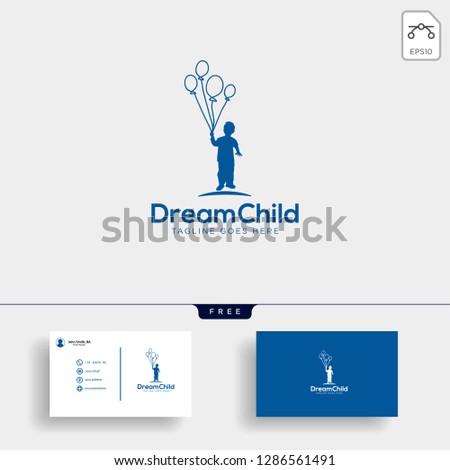 Dream child, creative logo template vector illustration with business card