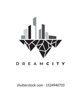 Dream city illustration logo design vector template.Dream land icon