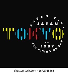 dream city tokyo japan typography t-shirt design