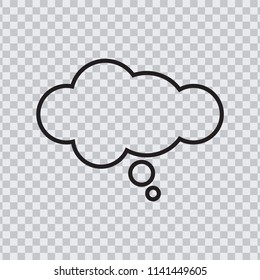 Dream cloud black color isolated in transparent background, minimal cloud line icon.