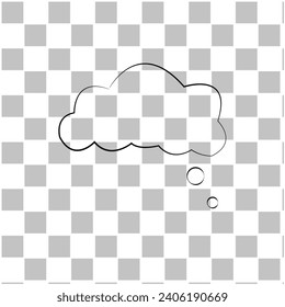 Dream cloud black color isolated in transparent background, minimal cloud line icon. Vector Illustration.