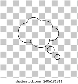 Dream cloud black color isolated in transparent background. Vector Illustration.