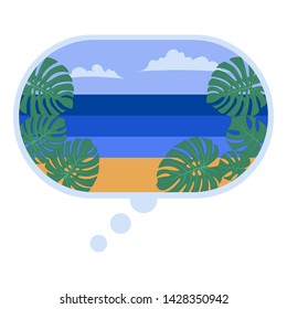 Dream cloud, dream bubble. Dream of a vacation at sea. Flat vector. Isolated object on white background.