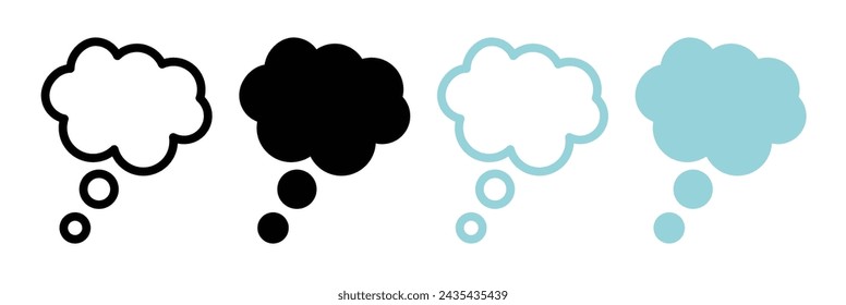 Dream cloud icon set. Think cloud vector symbol. Think bubble icon on white background.