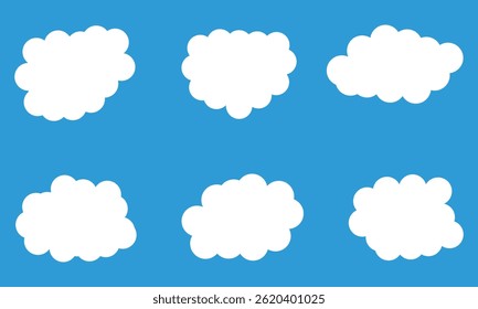 Dream cloud isolated icon. Cute Clouds Pattern. White cloud shapes on blue sky flat cartoon set .Vector Illustration .EPS 10 .
