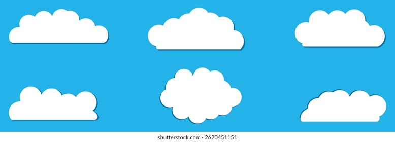 Icono aislado de la nube del sueño. Lindo patrón de nubes. Formas blancas de la nube en el sistema plano azul de la historieta del cielo .Ilustración vectorial .EPS 10 . 