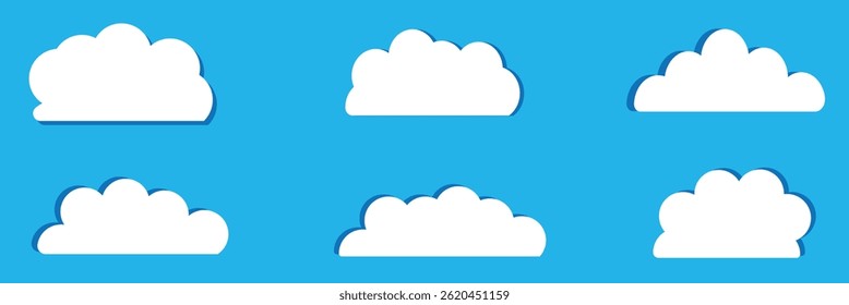 Icono aislado de la nube del sueño. Lindo patrón de nubes. Formas blancas de la nube en el sistema plano azul de la historieta del cielo .Ilustración vectorial .EPS 10 . 