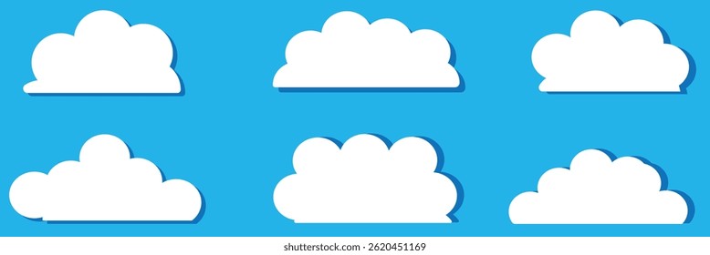 Traumwolke einzeln Symbol. Niedliches Wolkenmuster. Weiße Wolken Formen auf blauem Himmel flachen Zeichentricksatz .Vektorgrafik .EPS 10 . 