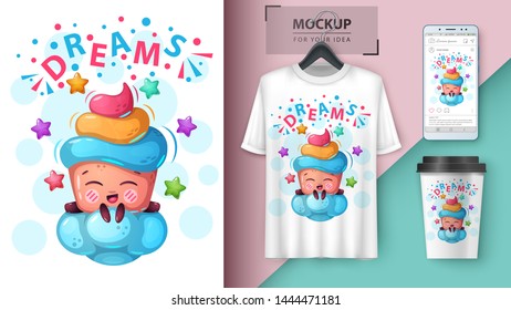 Dream cloud - mockup for your idea. Vector eps 10