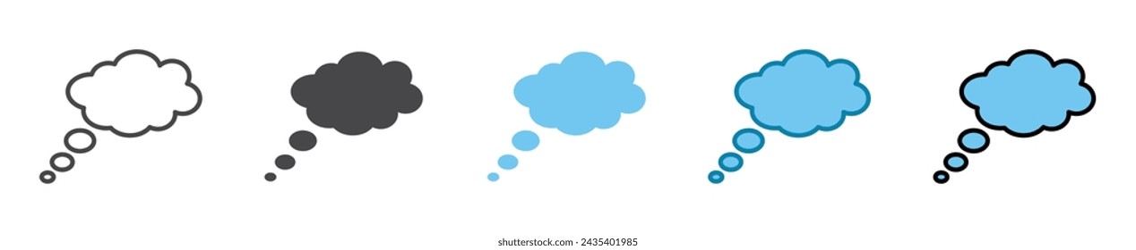 Dream Cloud Vector Illustration Set. Imagination Float Sign suitable for apps and websites UI design style.