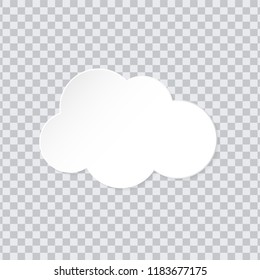 Dream cloud white color with black shadow isolated in transparent background