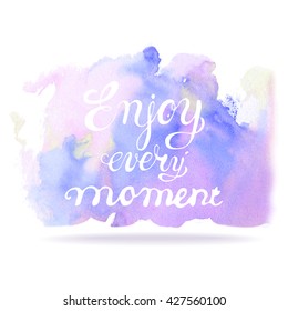 Dream Come True. Letterhead inscription on watercolor background. Vector Hand drawn lettering motivation. Can be use as flyer, poster or banner and etc., for your design projects.