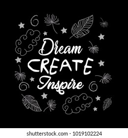 Dream create inspire . Motivational quotes.