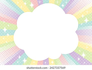 Dream Cute Background with Focused Lines, Dots and Cloud Shape Frame Web graphics in Pastel Color