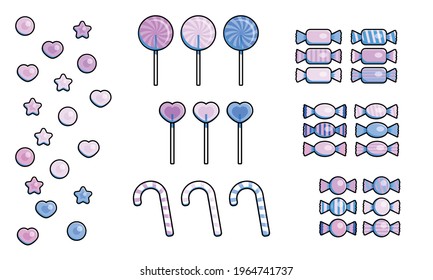 Dream cute pastel candy icon set