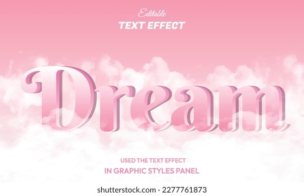 Dream editable text effect with cloudy background