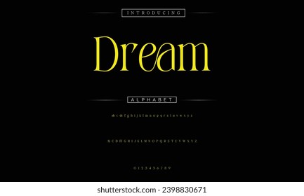 Dream Elegant Font Uppercase Lowercase and Number. Classic Lettering Minimal Fashion Designs. Typography modern serif fonts regular decorative vintage concept. vector illustration