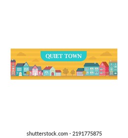 Dream home advertisement vector illustration. Bright town cottages and houses. Buildings and architecture concept. Template for poster, promotion or design