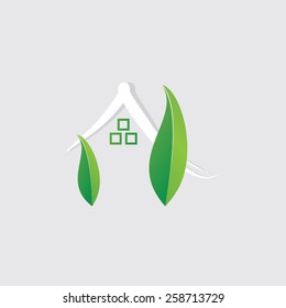 dream home concept with green leaf
