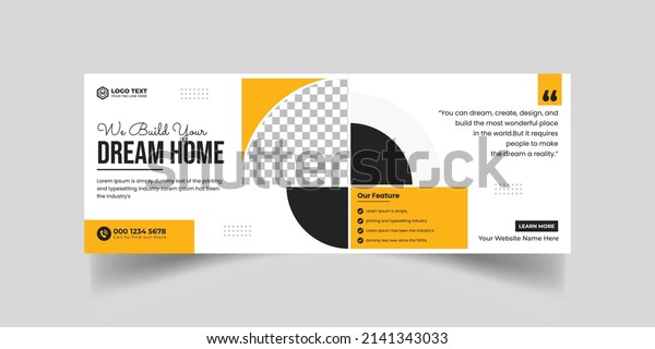 Dream Home construction tools social\
media Cover photo Template. Home improvement and repair\
construction social media cover banner design\
template.