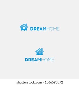 Dream home estates logo, abstract minimalism light logo design for your brand, template, sign, symbol, icon