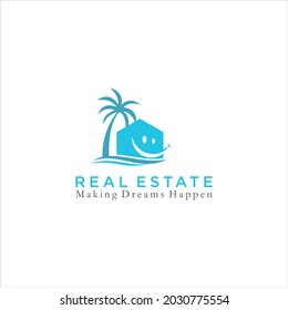 Dream Home Logo And Palm Tree Design For Real Estate