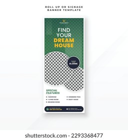 Dream home real estate roll up banner and signage standee banner design template
