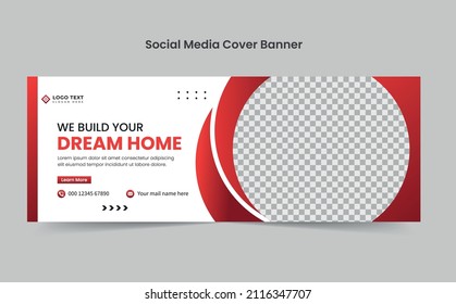 Dream Home for real estate social media cover banner template or web banner design, Elegant modern Home for sale social media banner.