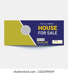 Dream Home for real estate social media cover banner template or web banner design, Elegant modern Home for sale social media banner.