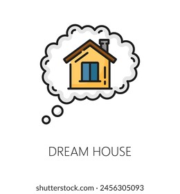 Dream house icon, real estate and apartments rent mortgage, vector color line. Residential property purchase outline icon, mortgage loan or real estate development and construction of dream house