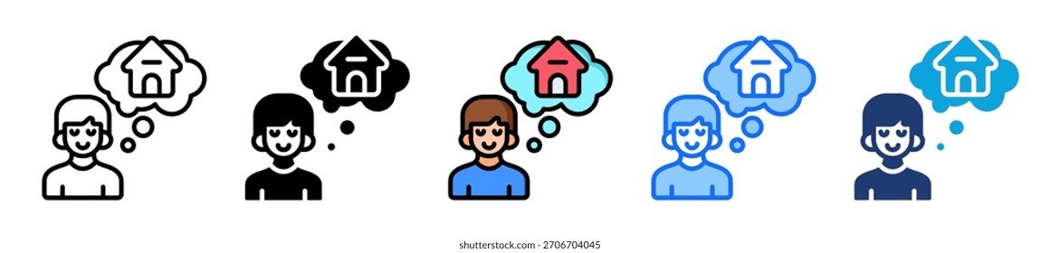Dream House Icon Set Multiple Style Collection Vector Illustration