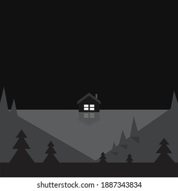 Dream House Night Forrest Illustration von Manipulation, Hintergrund, UI, Fotografie, Thema etc.