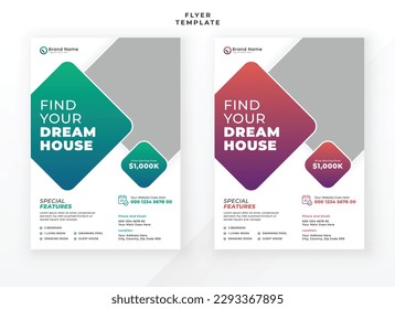 Dream house real estate flyer template and brochure leaflet cover design