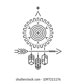 Dream hunter.Design element based on American Indian tribal art. For tattoos, logos and other of your creativity. Stock vector.