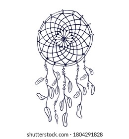 Dream hunters. Vector illustration in the Doodle style. Isolated object on a white background. Hand drawn sketch.