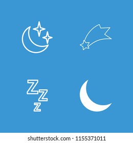 Dream icon. collection of 4 dream filled and outline icons such as crescent, zzz, moon and stars. editable dream icons for web and mobile.
