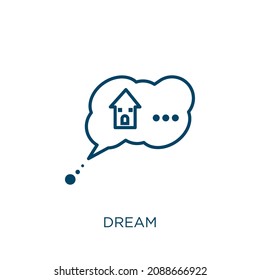 dream icon. Thin linear dream outline icon isolated on white background. Line vector dream sign, symbol for web and mobile