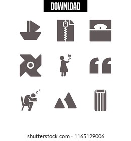 dream icon. This set with airbed, zip, scenic and pinwheel vector icons for mobile and web